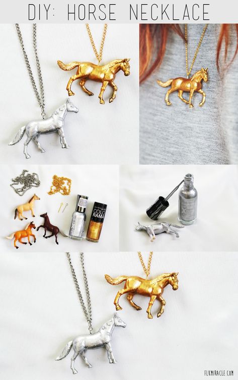 Horse Jewelry Diy, Horse Camp, Horse Party, Diy Collier, Horse Crafts, Horse Diy, Horse Necklace, Silver Horse, Horse Jewelry