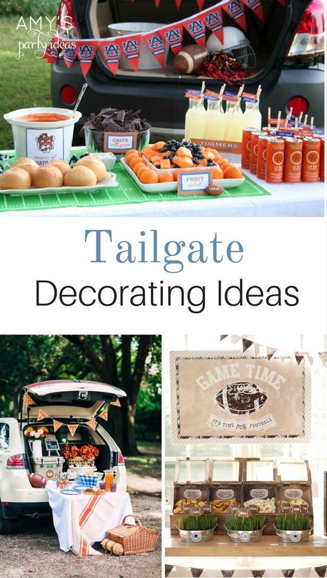 Tailgate decorating ideas for all football fans!  Classy DIY party decor from some amazing bloggers. A little of everything from recipes to party printables | truck | fall | super bowl | college | high school | banners | Auburn | Tennessee and much more Auburn Tailgate Decorations, High School Football Tailgate Ideas, High School Tailgate Ideas, Tailgate Decorating Ideas, Superbowl Treats, Auburn Tailgate, College Football Tailgate, Football Tailgate Party, Tailgate Decorations