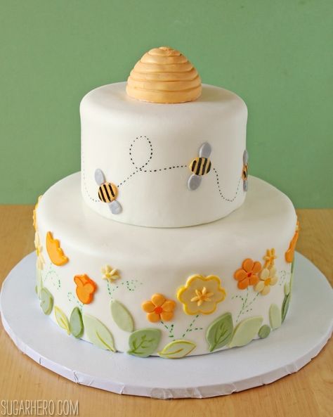 Bumblebee Cake | SugarHero.com Bumblebee Cake, Lemon Layer Cake, Cake Shots, Lemon Layer Cakes, Cake Lemon, Bee Cakes, Lemon Buttercream, Gateaux Cake, Dream Cake