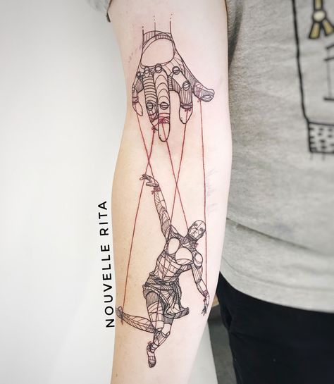 Puppet Master Hand Puppet Tattoo, Marionette Tattoo, Puppet Tattoo, Shadow Puppets With Hands, Anker Tattoo, Puppet Master, Elephant Tattoos, Hand Puppet, Trendy Tattoos