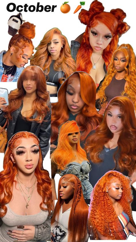 Orange & Ginger Hairstyles Ginger With Blonde Front Pieces, Orange Hairstyles For Black Women, Ginger Hairstyles, Ginger Wig, Cute Hair Colors, Ginger Women, Box Braids Hairstyles For Black Women, Hairstyle Inspo, Frontal Hairstyles