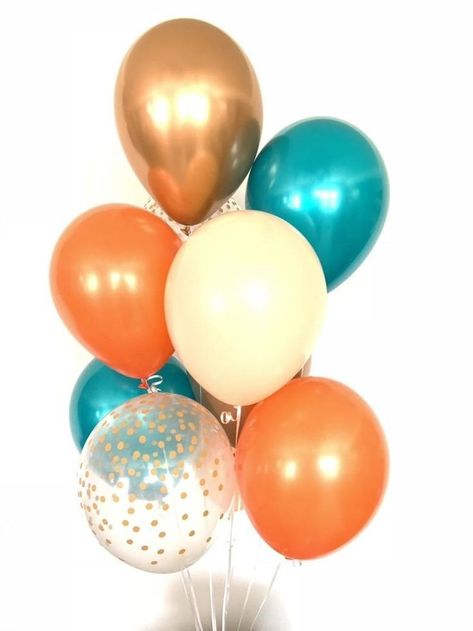 Blippi Party, Little Pumpkin First Birthday, Teal And Copper, Teal Balloons, Balloon Arch Diy, Orange Birthday, Pumpkin First Birthday, Orange Baby Shower, Balloon Garland Diy