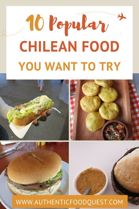 The most popular Chilean traditional foods - Chile has a wide range of traditional dishes to offer. This article explores everyday popular Chilean foods. You’ll discover authentic Chilean food ranging from the Chilean hot dog to empanadas to Chilean salsa and more! | Authentic Food Quest Chile Food Traditional, Chilean Street Food, Traditional Chilean Food, Chilean Food Recipes, Chile Food, Chilean Food, Chilean Recipes, South American Recipes, Chile Recipes