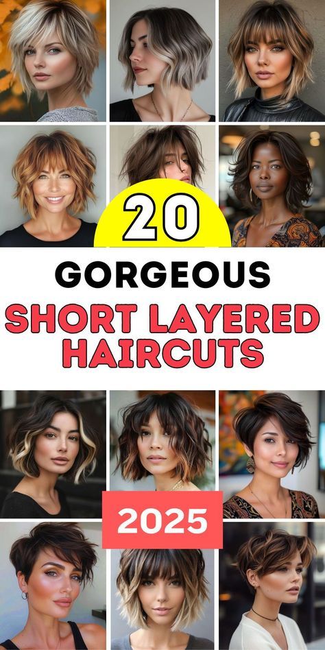 Cute Haircut For Women, Short Hair Bangs And Layers, Shoulder Length Hair Curly Layers, Funky Shoulder Length Hairstyles, Layered Short Haircuts For Women, Womens Shaggy Haircut, Hair Cuts For 2024 For Women, Hair Styles For Short Hair And Bangs, Short Curly Haircut Women