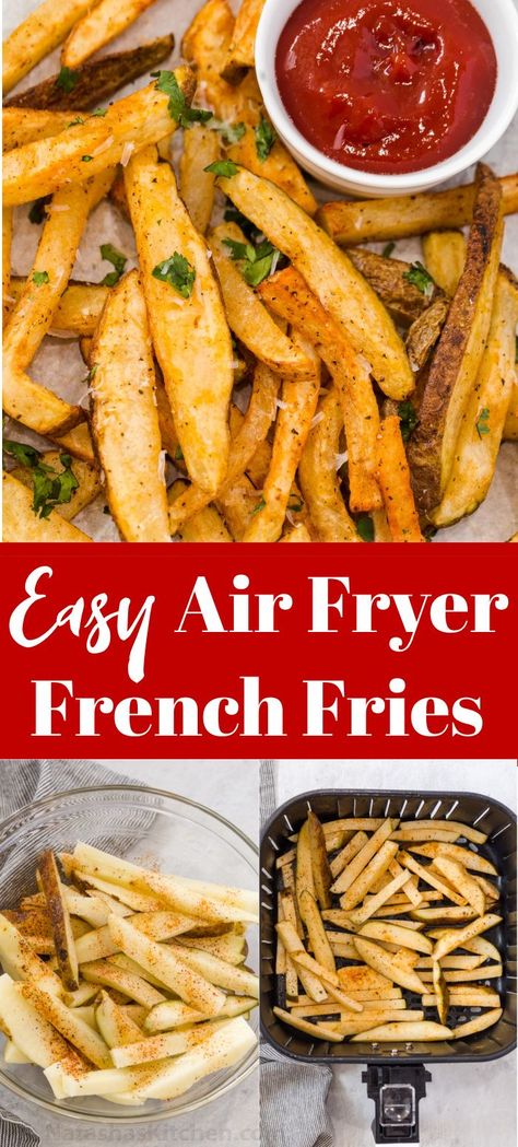 The air fryer method for making homemade French fries is the easiest method for cooking fries. Not only is it so easy to make, but they are also much healthier than frying in oil.

This recipe is so simple; thinly sliced potatoes lightly tossed oil and seasoning, then cooked until crispy and crunchy. Air Fry French Fries, Air Fryer Fries, Air Fryer French Fries, Homemade Appetizer, Potatoe Recipes, Making French Fries, Homemade Fries, French Fries Recipe, Homemade French Fries