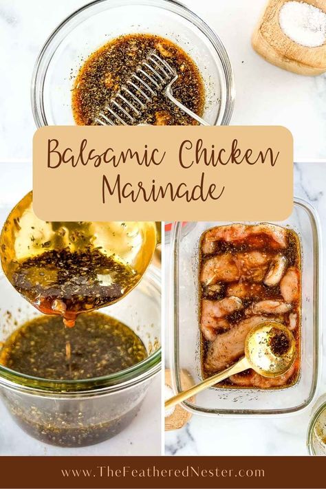 This balsamic chicken marinade is simple to make and full of flavor. The honey provides sweetness, while the vinegar gives it a nice tangy flavor. Mix it up in the morning, then let your chicken marinade all day in the fridge for an easy make-ahead dinner. Then grill or bake the balsamic chicken for a fantastic chicken meal everyone will love. Balsamic Grilled Chicken Marinade, Chicken Balsamic Marinade, Grilled Chicken Quick Marinade, Balsamic Mustard Chicken, Balsamic Vinegarette Marinade Chicken, Aip Marinades For Chicken, Wine Marinade For Chicken, Honey Balsamic Chicken Marinade, Basil Balsamic Chicken Marinade