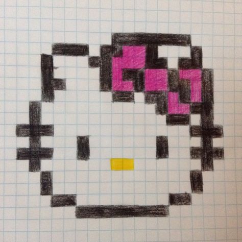 hello kitty pixel drawing  Comment and like !  If you want to see more go follow my IG! @ilovedrawing013 if you have any suggestions of anything you want me to try and draw just lemme know ! Kitty Drawing Easy, Hello Kitty Drawing Easy, Hello Kitty Pixel Art, Hello Kitty Cupcakes, Beach Icon, Easy Pixel Art, Pin Search, Pixel Drawing, Kitty Drawing