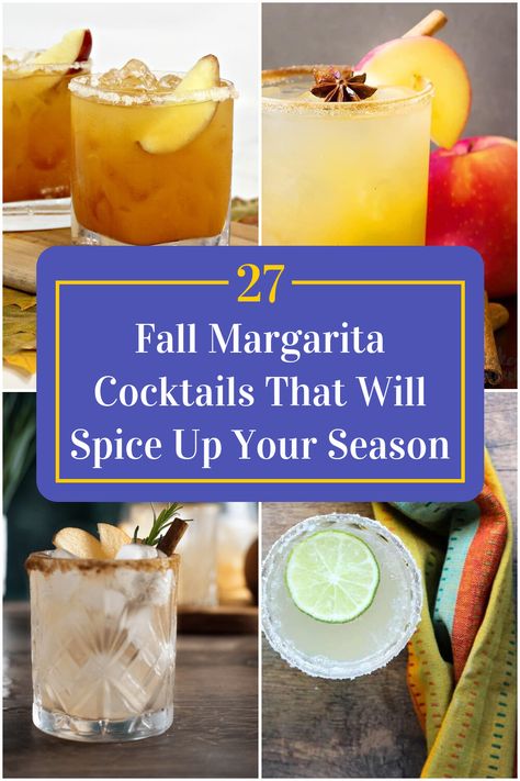 Collage of 4 fall margarita cocktails.