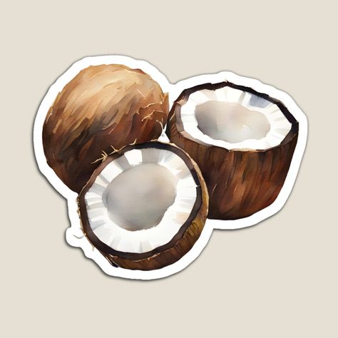 Get my art printed on awesome products. Support me at Redbubble #RBandME: https://www.redbubble.com/i/magnet/Coconuts-that-s-what-it-is-by-BookCovered/159853949.TBCTK?asc=u Coconut Sticker, Coco, Magnets, Coconut, Fruit, Art Prints