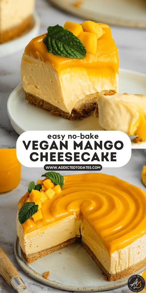 Vegan Mango Cheesecake, Mango Aesthetic, Mango Curd, Salt Recipes, Mango Dessert Recipes, Cheesecake Vegan, Recipe For Summer, Vegan Cheesecake Recipe, Mango Cheesecake