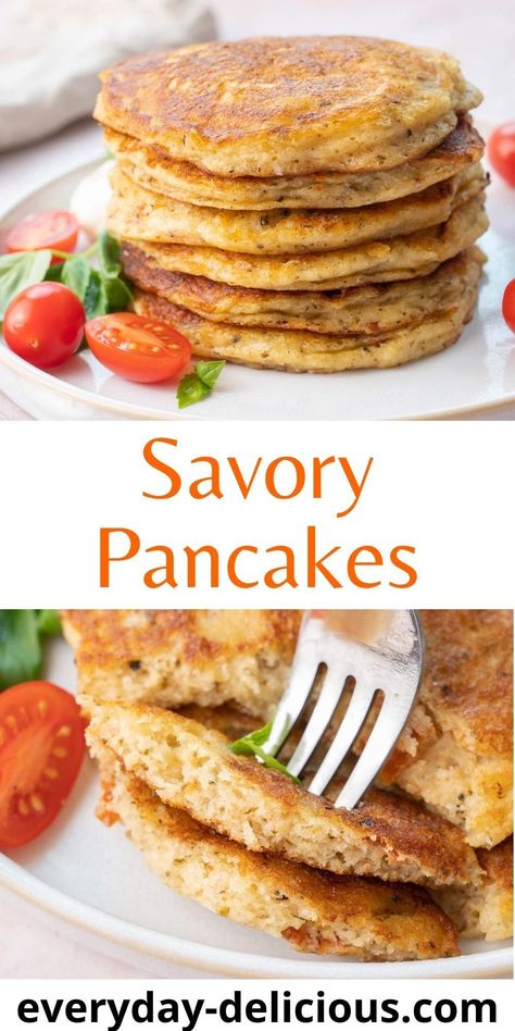 These savory pancakes are seasoned with sun-dried tomatoes, herbs, and parmesan cheese. They are packed with flavor and make a great breakfast or lunch! You won't miss sweet pancakes with this recipe! Buckwheat Salad, Sweet Pancakes, Savory Oatmeal, Pancake Calories, Buckwheat Groats, Buckwheat Pancakes, Savory Pancakes, Oatmeal Pancakes, Sun Dried Tomatoes