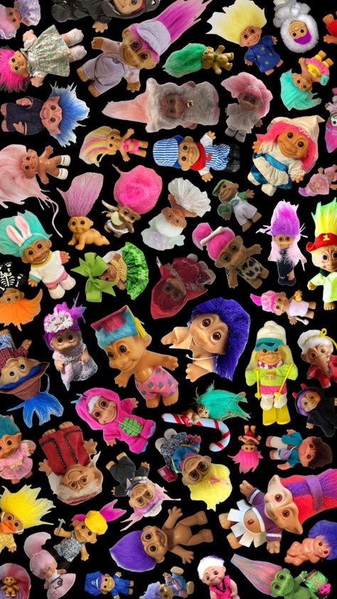 #ispy #trolls #troll doll #troll dolls #toys Trolls Aesthetic, Trolls Wallpaper, Troll Dolls Vintage, Aries Aesthetic, Troll Doll, Skate Art, Nostalgic Toys, Abstract Iphone Wallpaper, Troll Dolls