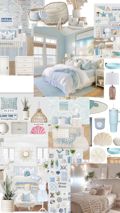 Light Teal Room Ideas, Room Ideas Aesthetic Beachy Boho, Under The Sea Room Theme, Colorful Beach Room Aesthetic, Room Inspo Light Blue, Bedroom Inspo Coastal, Beachy Aesthetic Room Ideas, Sea Salt Room Ideas, Room Reorganizing Ideas