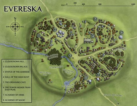 Elven City, Fantasy City Map, Village Map, Asturian, Fantasy Town, Fantasy World Map, Tabletop Rpg Maps, Fantasy Maps, Dragon City