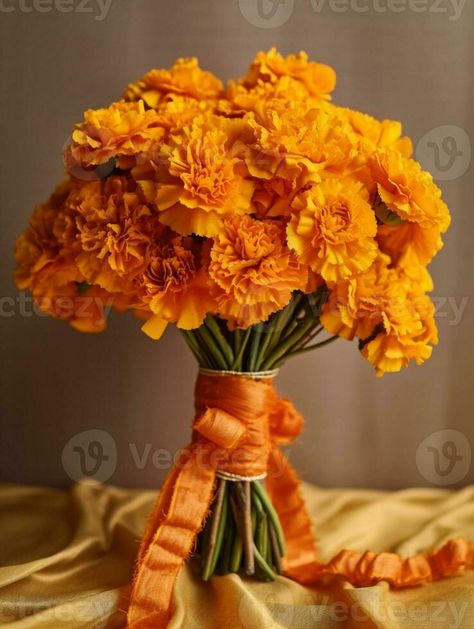 Marigold bridal flower wedding bouquet blurred background. AI Generated Orange Marigold Bouquet, Marigold Bouquet Wedding, Marigold Wedding Bouquet, Marigold Flower Bouquet, Marigold Watercolor, Marigold Wedding Decoration, Marigold Bouquet, Mum Bouquet, Kaleido Star