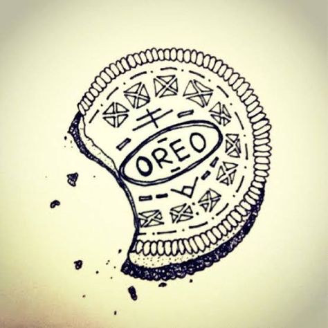 Oreo Tattoo, Oreo Drawing, Cookie Tattoo, Identity Artwork, Friends Tattoos, Pig Tattoo, Awesome Drawings, Food Project, Picture Poster