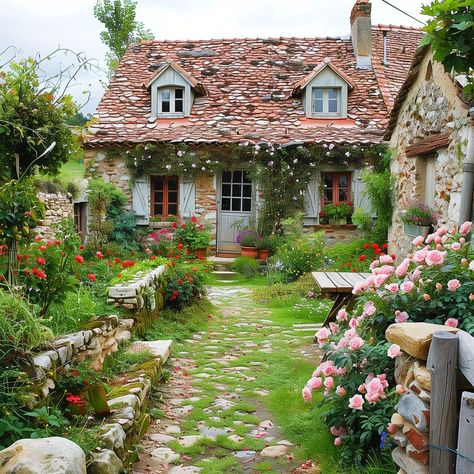 french_cottage_garden 15 English Cottages And Gardens, French Country Gardens, Cottage Garden Inspiration, Garden Inspiration Ideas, French Country Cottages, French Cottage Garden, Country Patio, Speaking French, Dream House Aesthetic