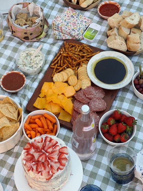 Food on picnic blanket Large Group Picnic Ideas, Group Picnic Ideas, Cute Picnic Aesthetic, Aesthetic Picnic Food, Aesthetic Picnics, Group Picnic, Beach Picnic Foods, Clay Portrait, Cute Couple Ideas