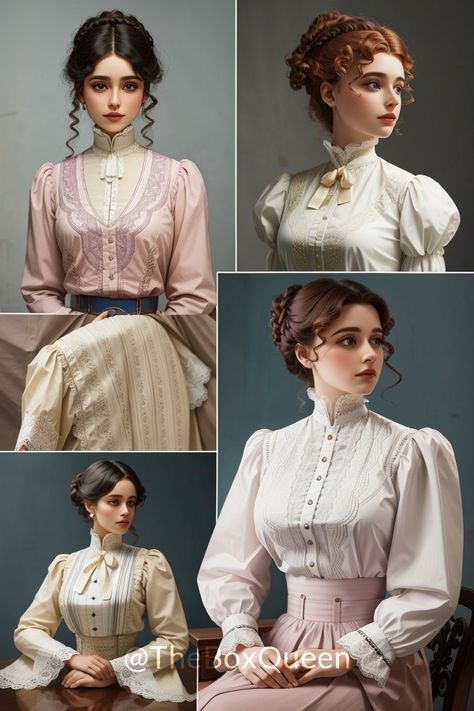 edwardian blouses Edwardian Sleeves, Edwardian Woman, Modern Victorian Dress, Edwardian Style, 1912 Fashion Women, Edwardian Fashion Modern, 1890s Fashion Women, Modern Edwardian Fashion, Edwardian Blouse Pattern