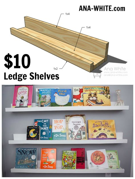 Ledge Shelves, Book Ledge, Spice Racks, Picture Ledge, Bookshelves Kids, Bookshelves Diy, Estantes Flotantes, Book Storage, Big Girl Rooms