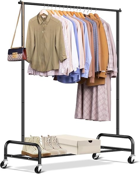 Amazon.com: SLEEPING LAMB Heavy Duty Clothing Racks for Hanging Clothes Rack, 43" Wide Rolling Garment Rack Metal Clothing Hanger Rack with Wheels Wardrobe Rack for Coats, Shirts, Dress, (Black) : Home & Kitchen Clothing Hanger Rack, Lamb Clothes, Hanging Clothes Rack, Dress Rack, Portable Clothes Rack, Clothing Hanger, Hanging Wardrobe, Closet Rack, Metal Clothes Rack