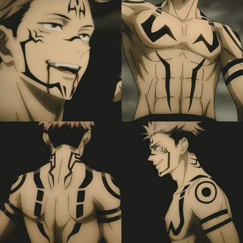 Sukuna Genderbend Cosplay, Sukuna Cosplay Men, Sukuna Body Markings, Choso Face Marking Tattoo, Sukuna Inspired Tattoo, Sukuna Knee Tattoo, Sukuna Physique, Sakuna Jujutsu Kaisen Tattoos, Sukuna Pumpkin