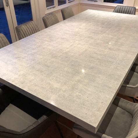 Quartz Top Dining Table, Quartz Dining Table Top, Granite Dining Table Ideas, Granite Kitchen Table, Quartz Dining Table, Pedestal Dining Room Table, Granite Dining Table, Granite Transformations, Dining Table Diy