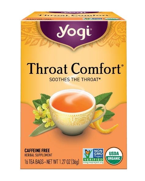 Throat Comfort® Tea | Yogi Tea Green Tea Kombucha, Decaf Green Tea, Decaf Tea, Yogi Tea, Black Tea Bags, Best Green Tea, Energy Tea, Green Tea Bags, Organic Herbal Tea