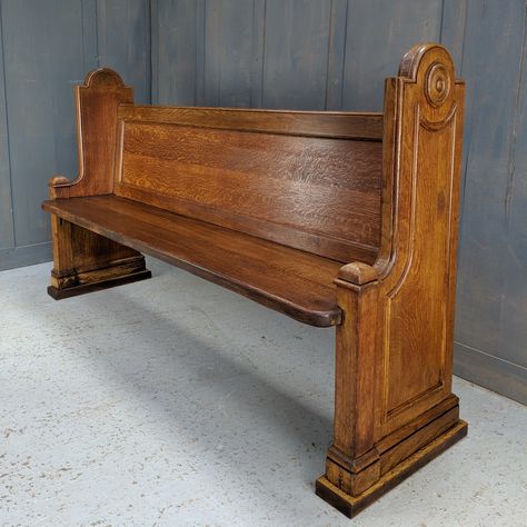 Greek Temple Art, Tiny Churches, Perspective References, Church Pew Bench, Pew Bench, Church Pulpit, Church Pews, Cabin Interior Design, Antique Bench