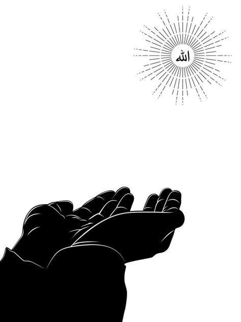 Silhouette of the Raising Hands in Dua to Allah, Islam Praying Hands, Muslim or Moslem Praying Hands for Tamplate, Background or Text or Art Illustration of for Graphic Element. Vector Illustration Dua Hands, Islam Graphic Design, Praying Hands Photography, Muslim Illustration, Praying Islam, Muslimah Photography, Prayer Hands, Praying Hands, Tree Saw