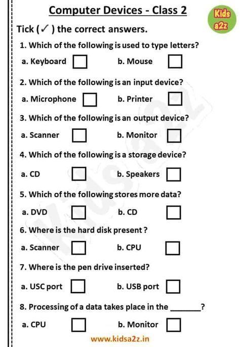 Computer Devices Worksheet for class 2 will cover all the important concepts from the chapter computer devices through some interesting worksheets. Input Devices Of Computer For Kids, Computer Education Teaching, Computer Worksheet, Computer Exam, Computer Science Lessons, Computer Lab Lessons, Curriculum Template, Worksheet For Class 2, Computer Devices