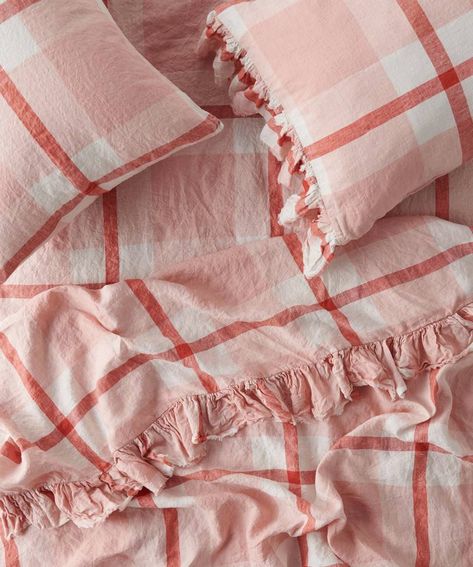 Affordable patterned bedding to buy now | House & Garden Checkered Bedding, Striped Bedding, Patterned Bedding, Striped Sheets, Linen Sheets, Linen Pillow Cases, Print Bedding, Flat Sheets, Girl's Room