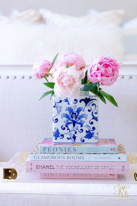 Pink + Blue Summer Bedroom - 3 simple steps for the perfect summer bedroom - Randi Garrett Design Embroidered Sheets, Glamorous Room, Buffalo Check Pillows, Summer Bedroom, Blue White Decor, Blue And White Vase, White Vase, Mantel Decor, Summer Home Decor