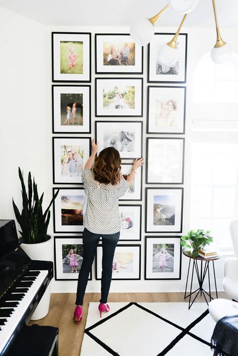 Framebridge Gallery Wall, Easy Home Diy Upgrades, Family Gallery Wall, Gallery Wall Ideas, Photo Wall Gallery, Modern Gallery Wall, Black Frames, Easy Home Decor, Wall Gallery