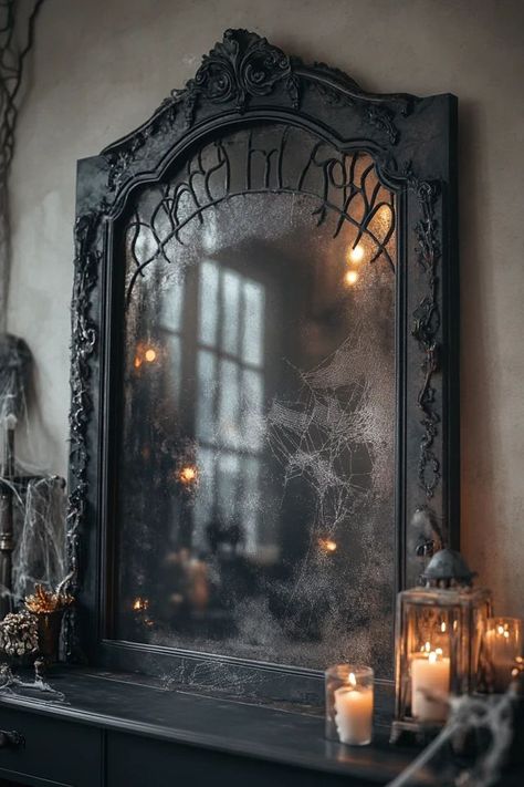 "Bring a haunted feel to your home with this DIY Haunted Mirror project! 🪞👻 Perfect for adding an eerie vibe to any room. #HalloweenMirrorDIY #SpookyDecorInspo #HauntedVibes" Spooky Mirror, Haunted Mirror, Ghost Mirror, Antique Mirror Diy, Christine Mcconnell, Halloween Mirror, Gothic Mirror, Witchy Garden, Divine Union