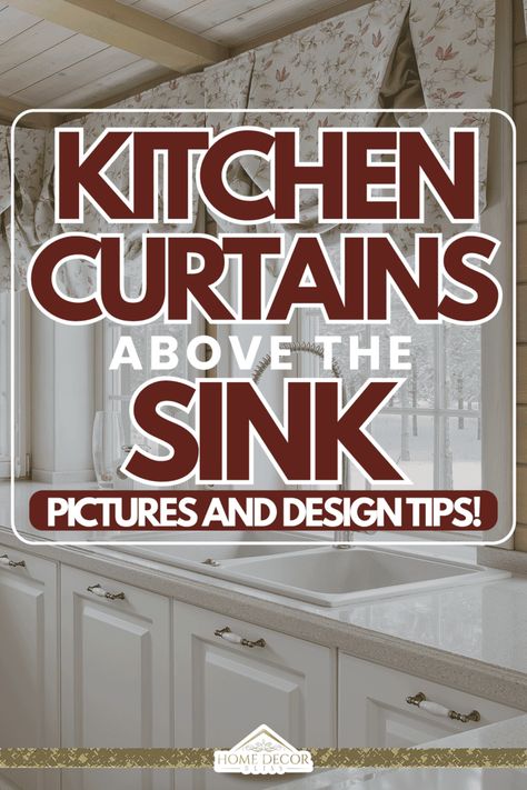 Kitchen Curtains Above The Sink [Pictures And Design Tips!] Small Kitchen Window Over Sink Curtains, Over Sink Kitchen Window Treatments, Diy Kitchen Curtains Above Sink No Sew, Small Kitchen Curtains, Curtain Over Kitchen Sink, Best Kitchen Window Treatments, Window Treatments For Kitchen Sink, Diy Kitchen Curtain Ideas, White Kitchen Curtain Ideas