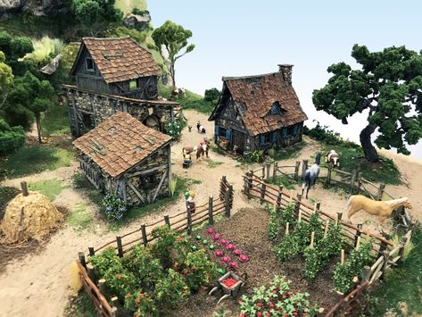 Medieval Dynasty Village Layout, Enshrouded Build, Viking Cottage, Medieval Village House, Minecraft Cottagecore House, Medieval Farmhouse, Medieval Farm, Medieval Dynasty, Medieval Peasant