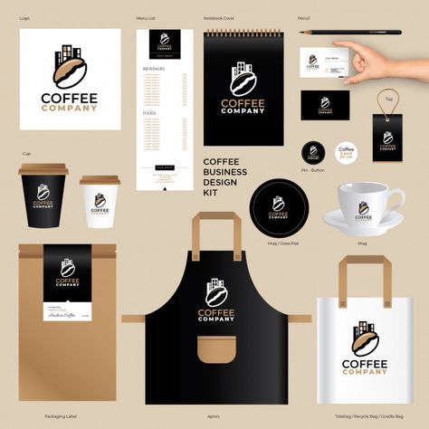 Brand identity templates for coffee company Premium Vector Cafe Logos, Coffee Shop Logo Design, Cafe Logo Design, Coffee Shop Branding, Design Café, Cafe Branding, Coffee Shop Logo, Coffee Business, Coffee Shops Interior