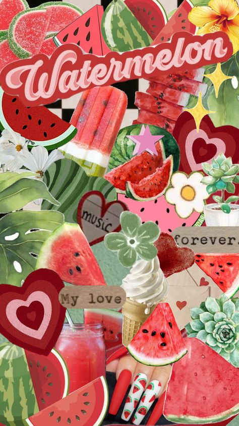 #watermelon #nature #vibes #wallpaper #watermelonaesthetic Watermelon Astethic, Watermelon Background Aesthetic, Aesthetic Watermelon Wallpaper, Watermelon Wallpaper Iphone, Watermelon Collage, Watermelon Wallpaper Aesthetic, Cute Watermelon Wallpaper, Summer Collages, Aesthetic Watermelon