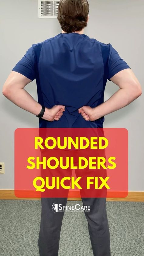 Dr. Michael Rowe | SpineCare | 👉 Dr. Rowe shows how to instantly fix rounded shoulders with an easy exercise that can be done at home. It requires no equipment and may… | Instagram Exercises For Rounded Back, Rounded Back Exercises, How To Fix Rounded Shoulders, Exercises For Rounded Shoulders, Improve Posture Exercises, Bad Posture Exercises, Rounded Shoulder Exercises, Dowager Hump, Dr Rowe