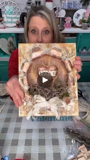 Valentine canvas tutorial | Come on in!  Let’s make a Valentine craft 🩷❤️ | By The Turquoise ValentineFacebook The Turquoise Valentine, Broken Canvas Ideas, Busted Canvas Tutorial, Diy Canvas Art Ideas, Busted Canvas Crafts Diy, Busted Canvas Crafts, Busted Canvas, Bowling Balls, Altered Canvas