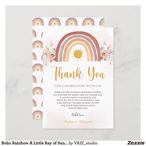 Waiting For Baby, Favors Sign, Ray Of Sunshine, Teacher Thank You, Thank You Tags, Boho Rainbow, Rsvp Card, Shower Ideas, Craft Party