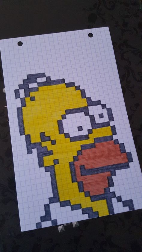 Square Drawing, Pixel Art Pokemon, Graph Paper Drawings, Perler Crafts, Pixel Art Grid, Creative Gifts For Boyfriend, Graph Paper Art, Homer Simpson, Pixel Art Pattern