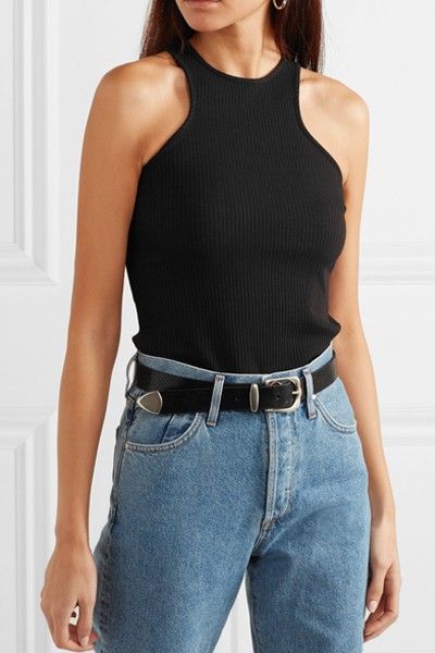 15 Racerback Tanks To Buy Now | sheerluxe.com Black Racerback Top Outfit, Racerback Top Outfit, Racerback Tank Outfit, Julia Pelipas, Saint Laurent Sandals, Capsule Wardrobe Outfits, Tank Outfit, Racerback Top, Fashion Buyer