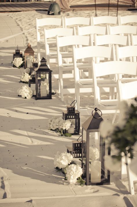 beach wedding aisle Decorate Lantern, Clearwater Beach Wedding, Best Wedding Colors, Lantern Ideas, Wedding Beach Ceremony, Beach Ceremony, Wedding Beach, Aisle Decor, Nautical Wedding