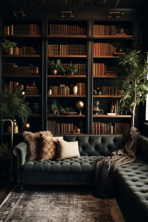 Office Palette, Library Room Decor, Chic Library, Contemporary Library, House Room Design, Moody Rooms, Library Space, Oak Glen, Funky Living Rooms