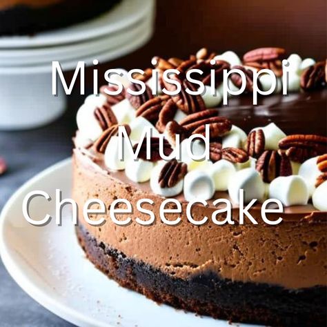 Mississippi Mud Cheesecake Bourbon Pecan Pie Recipe, Chocolate Bourbon Pecan Pie, Mississippi Mud Cake, Chocolate Pie With Pudding, Yummy Cheesecake, Mississippi Mud, Southern Desserts, Chocolate Crust, Pecan Pie Recipe