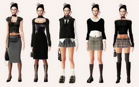 Sims 4 Cc Skirts Female, Sims 4 Pencil Skirt, Sims 4 Plaid Skirt, Sims 4 Office Cc Clothes, Goth Sims4 Cc, Sims 4 Office Siren Cc, 90s Cc Sims 4, Sims 4 Chic Cc, Acubi Sims 4 Cc