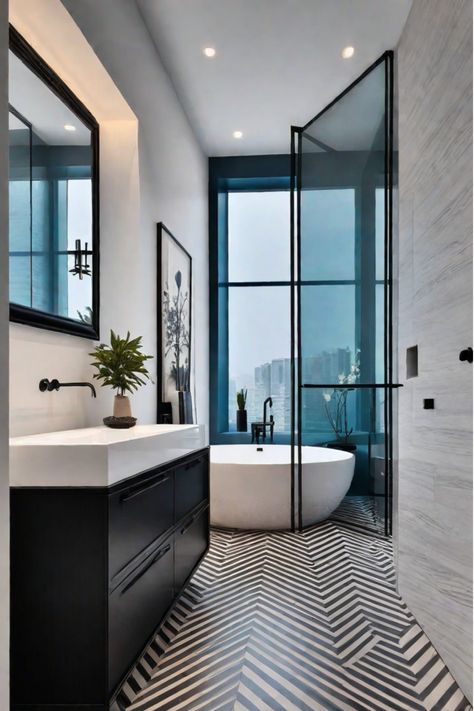 Discover 9 bathroom flooring ideas that can make even the smallest spaces feel open and airy. Learn how to use light colors, large tiles, and geometric patterns to create the illusion of a bigger bathroom. Bath Small Space, Narrow Bathroom Remodel, Ideas For Tiny Bathrooms, Bathroom Flooring Ideas, Large Tiles, Small Full Bathroom, Ideas For Small Bathrooms, Bathroom Big, Narrow Bathroom