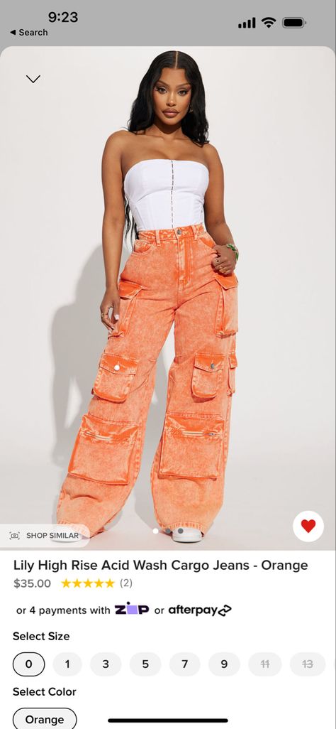 Fashion Nova Outfits, Cargo Pants Outfit, Womens Camisoles, Jeans Cargo, Fashion Nova Jeans, Orange Fashion, Cute Simple Outfits, Cargo Jeans, Lookbook Outfits